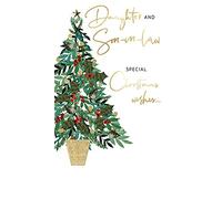 Greeting Card Hand Decorated Daughter and Son-in-law Christmas Card, White