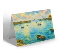 GREETING CARD - Harbour Entrance St Michael's Mount Penzance - Vintage Art Style