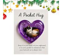 Greeting Card,Heart-Shaped Sleeping Cat Memorial Postcard,Note Card with Encouraging Quotes - For Men Women Boys Girls Young Teens Grandparents Husbands Sons Family
