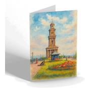 GREETING CARD - Herne Bay. The Clock Tower (a) - Vintage Art Style
