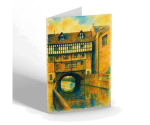 GREETING CARD - High Bridge & the 'Glory Hole', Lincoln - Vintage Art Style