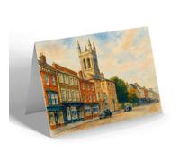 GREETING CARD - High Street & Church, Honiton - Vintage Art Style