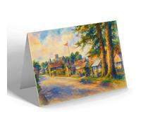 GREETING CARD - Hollies Tea Gardens & Village Godshill b - Vintage Art Style
