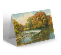 GREETING CARD - Horse Shoe Falls, Berwyn, Llangollen - Vintage Art Style