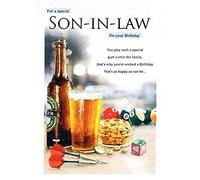 Greeting Card (ICG8800) - Son-In-Law Birthday - Beer And Darts - From The Essence Range - Embossed Finish.