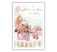 Greeting Card (ICG9104) - Daughter-in-Law Birthday - Pink Roses - Flittered Finish
