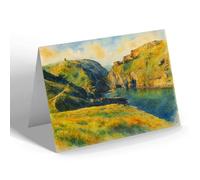 GREETING CARD - King Arthur's Castle Barras Head, Tintagel - Vintage Art Style