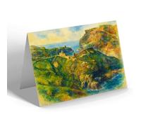 GREETING CARD - King Arthur's Castle & Island Keep, Tintagel - Vintage Art Style