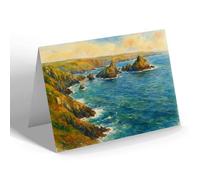 GREETING CARD - Kynance Cove from the Rill - Vintage Art Style