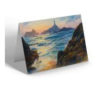 GREETING CARD - La Corbiere by Moonlight, Jersey - Vintage Art Style