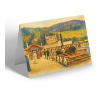 GREETING CARD - Lake District. Ambleside Steamer Pier (b) - Vintage Art Style