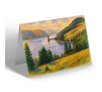 GREETING CARD - Lake Vyrnwy, Llanwddyn Oswestry - Vintage Art Style