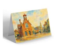 GREETING CARD - Leighton Buzzard - Town Hall - Vintage Art Style