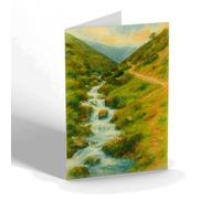 GREETING CARD - Light Spout Valley, Church Stretton - Vintage Art Style