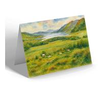GREETING CARD - Loch Ridden with Arran Peaks - Vintage Art Style
