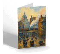 GREETING CARD - London. Ludgate Hill & St Paul's (b) - Vintage Art Style
