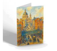 GREETING CARD - London. Ludgate Hill & St Paul's Cathedral b - Vintage Art Style