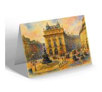 GREETING CARD - London, Piccadilly Circus (h) - Vintage Art Style