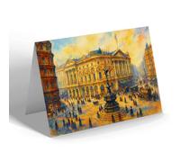 GREETING CARD - London, Piccadilly Circus (j) - Vintage Art Style