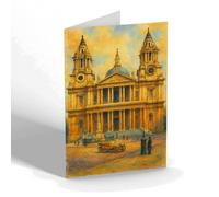 GREETING CARD - London. St Paul's Cathedral, West Front (c) - Vintage Art Style