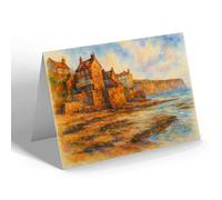 GREETING CARD - Looking North, Robin Hood's Bay - Vintage Art Style