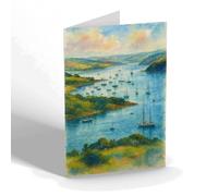 GREETING CARD - Looking Towards Kingsbridge, Salcombe (a) - Vintage Art Style