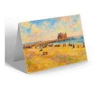 GREETING CARD - Lowestoft. The Pier & Sands - Vintage Art Style