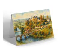 GREETING CARD - Ludlow Castle from Whitecliffe - Vintage Art Style