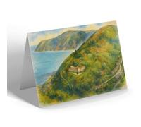GREETING CARD - Lynmouth from Lynton (b) - Vintage Art Style