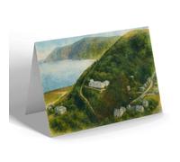 GREETING CARD - Lynmouth from Lynton (c) - Vintage Art Style