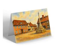 GREETING CARD - Market Place & Cross, Lavenham - Vintage Art Style