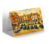 GREETING CARD - Market Place, Melton Mowbray - Vintage Art Style