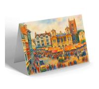 GREETING CARD - Market Place & Town Hall, Kingston-on-Thames - Vintage Art Style
