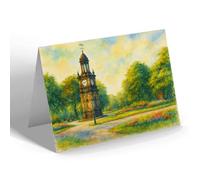 GREETING CARD - Memorial Clock Tower, Longton Park Stoke - Vintage Art Style