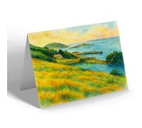 GREETING CARD - Mermaid Tavern & the Harbour, Herm (a) - Vintage Art Style