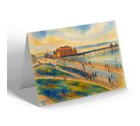 GREETING CARD - New Promenade showing North Pier, Blackpool - Vintage Art Style