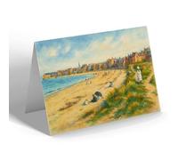 GREETING CARD - North Berwick. The Sands from the West - Vintage Art Style