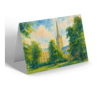 GREETING CARD - Norwich Cathedral from Upper Close - Vintage Art Style