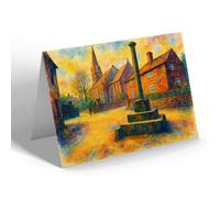 GREETING CARD - Old Cross & Parish Church, Glossop (b) - Vintage Art Style