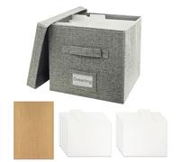 Greeting Card Organizer Box with 12 Dividers and 24 Adhesive Labels, Foldable Card Storage Box for Photos, Envelopes and Postcards