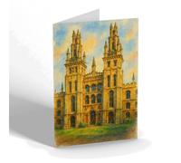 GREETING CARD - Oxford. All Soul's Twin Towers - Vintage Art Style