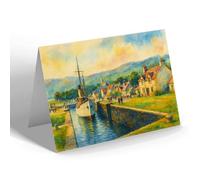 GREETING CARD - Passing through the Locks, Fort Augustus - Vintage Art Style