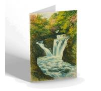 GREETING CARD - Pecca Twin Falls, Ingleton - Vintage Art Style
