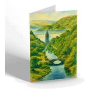 GREETING CARD - Pen-y-Gareg Dam & Lake, Elan Valley - Vintage Art Style