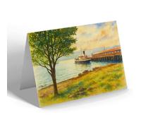 GREETING CARD - Pier & SS Marchioness of Lorne Wemyss Bay b - Vintage Art Style