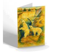 GREETING CARD - Polar Bears at the Bristol Zoo - Vintage Art Style