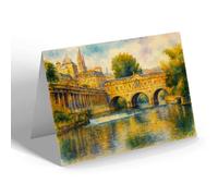 GREETING CARD - Pulteney Bridge & River Avon, Bath - Vintage Art Style