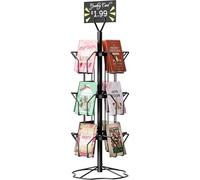 Greeting Card Rack Display Stand, 3 Tier Rotating Card Holder Display Retail, 12 Pocket Metal Postcard Holder Display Stand, Greeting Card Holder for Postcards, Brochures, Stickers, Showcase(Black)