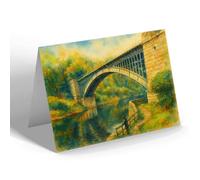 GREETING CARD - Railway Bridge Over the Severn, Arley - Vintage Art Style