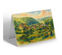 GREETING CARD - Rievaulx Village Showing Abbey - Vintage Art Style